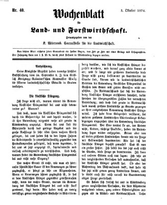 Wochenblatt für Land- und Forstwirthschaft Samstag 3. Oktober 1874