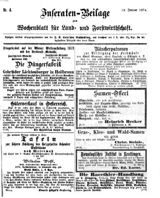 Wochenblatt für Land- und Forstwirthschaft Samstag 24. Januar 1874