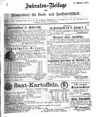 Wochenblatt für Land- und Forstwirthschaft Samstag 14. Februar 1874