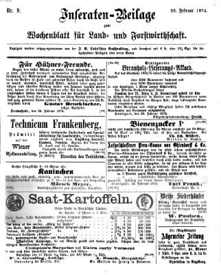 Wochenblatt für Land- und Forstwirthschaft Samstag 28. Februar 1874