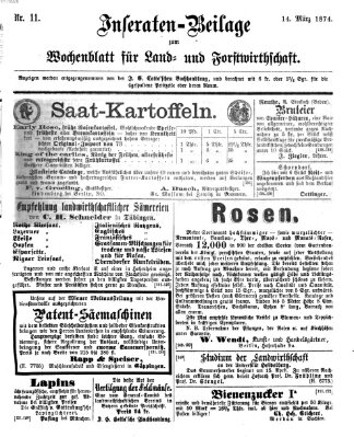 Wochenblatt für Land- und Forstwirthschaft Samstag 14. März 1874