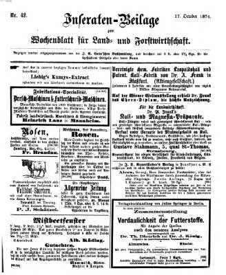 Wochenblatt für Land- und Forstwirthschaft Samstag 17. Oktober 1874