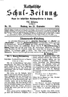 Katholische Schulzeitung (Bayerische Schulzeitung) Mittwoch 23. September 1874