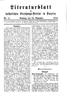 Katholische Schulzeitung (Bayerische Schulzeitung) Mittwoch 25. November 1874