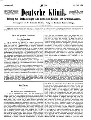 Deutsche Klinik Samstag 18. Juli 1874