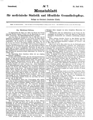 Deutsche Klinik Samstag 25. Juli 1874