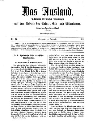 Das Ausland Montag 14. September 1874