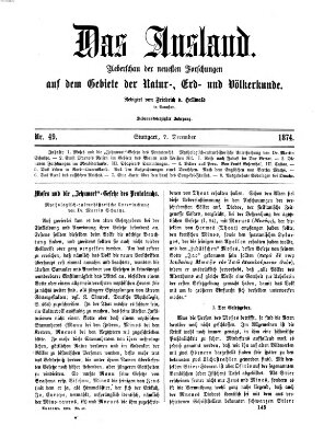 Das Ausland Montag 7. Dezember 1874