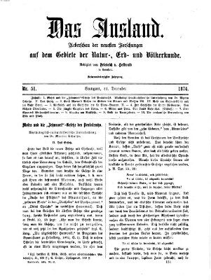 Das Ausland Montag 21. Dezember 1874