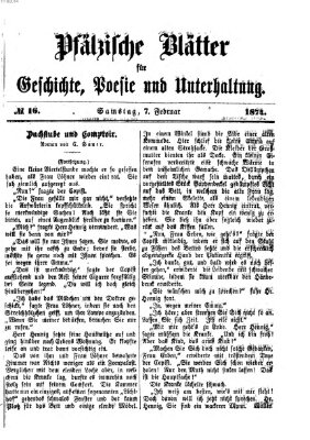 Pfälzische Blätter für Geschichte, Poesie und Unterhaltung (Zweibrücker Wochenblatt) Samstag 7. Februar 1874