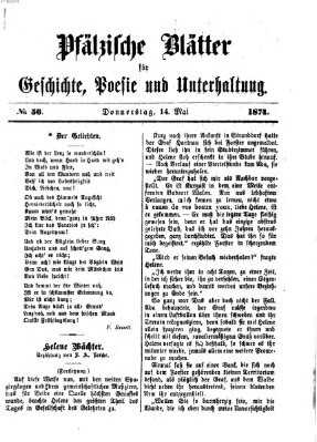 Pfälzische Blätter für Geschichte, Poesie und Unterhaltung (Zweibrücker Wochenblatt) Donnerstag 14. Mai 1874