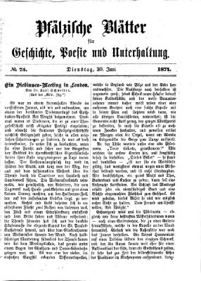 Pfälzische Blätter für Geschichte, Poesie und Unterhaltung (Zweibrücker Wochenblatt) Dienstag 30. Juni 1874