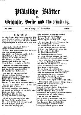 Pfälzische Blätter für Geschichte, Poesie und Unterhaltung (Zweibrücker Wochenblatt) Samstag 12. September 1874