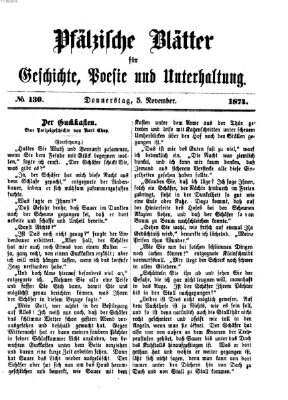 Pfälzische Blätter für Geschichte, Poesie und Unterhaltung (Zweibrücker Wochenblatt) Donnerstag 5. November 1874