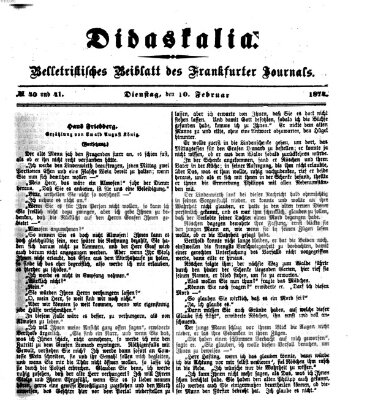 Didaskalia Dienstag 10. Februar 1874