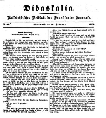 Didaskalia Mittwoch 18. Februar 1874