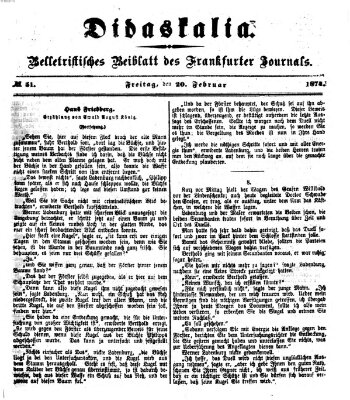 Didaskalia Freitag 20. Februar 1874