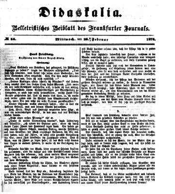 Didaskalia Mittwoch 25. Februar 1874