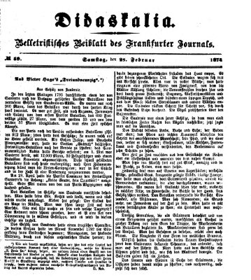 Didaskalia Samstag 28. Februar 1874