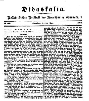 Didaskalia Samstag 20. Juni 1874