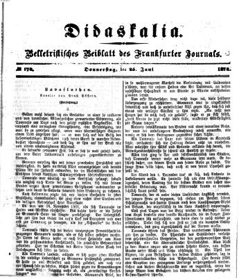 Didaskalia Donnerstag 25. Juni 1874