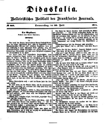 Didaskalia Donnerstag 30. Juli 1874