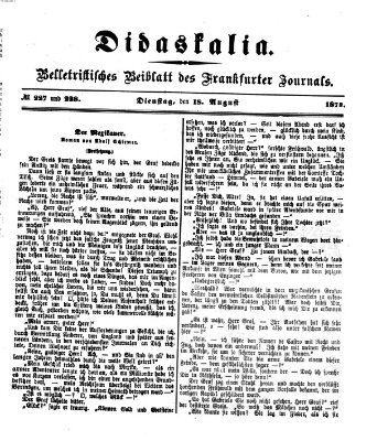 Didaskalia Dienstag 18. August 1874