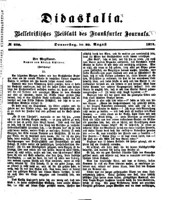 Didaskalia Donnerstag 20. August 1874