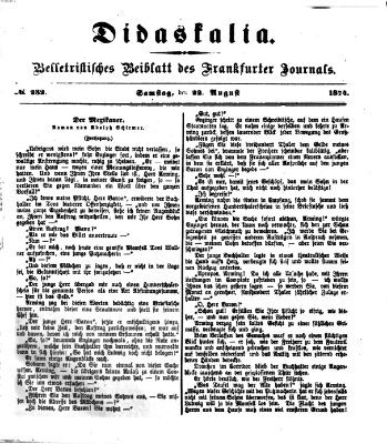 Didaskalia Samstag 22. August 1874