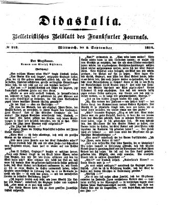 Didaskalia Mittwoch 2. September 1874