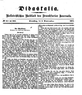 Didaskalia Dienstag 8. September 1874