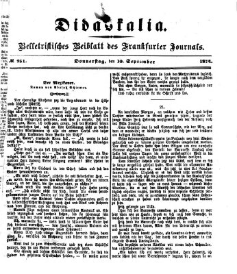 Didaskalia Donnerstag 10. September 1874