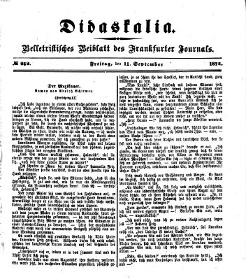 Didaskalia Freitag 11. September 1874