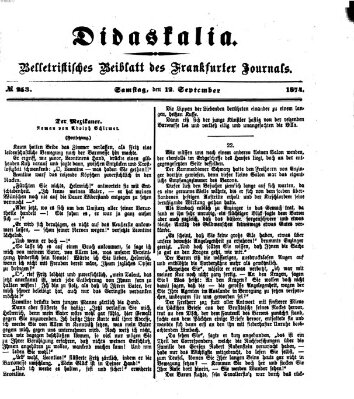 Didaskalia Samstag 12. September 1874