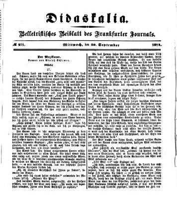 Didaskalia Mittwoch 30. September 1874