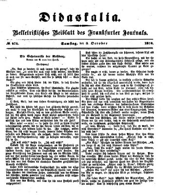 Didaskalia Samstag 3. Oktober 1874