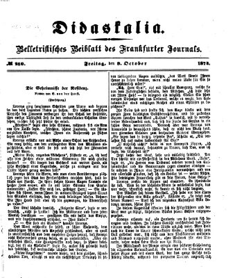 Didaskalia Freitag 9. Oktober 1874