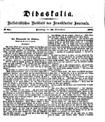 Didaskalia Freitag 30. Oktober 1874