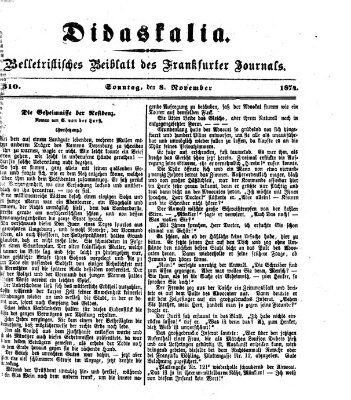 Didaskalia Sonntag 8. November 1874