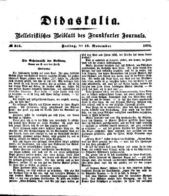 Didaskalia Freitag 13. November 1874