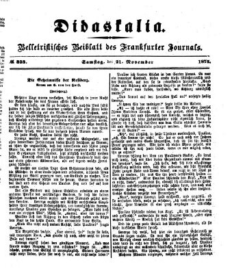 Didaskalia Samstag 21. November 1874