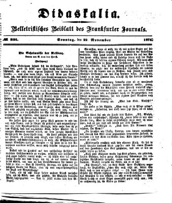 Didaskalia Sonntag 22. November 1874