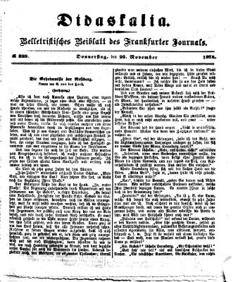 Didaskalia Donnerstag 26. November 1874