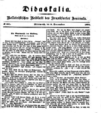 Didaskalia Mittwoch 9. Dezember 1874