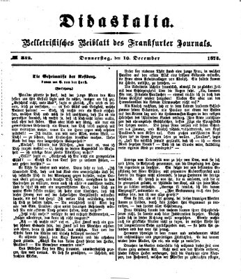 Didaskalia Donnerstag 10. Dezember 1874