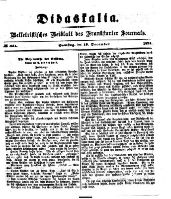 Didaskalia Samstag 19. Dezember 1874