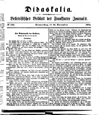 Didaskalia Donnerstag 31. Dezember 1874