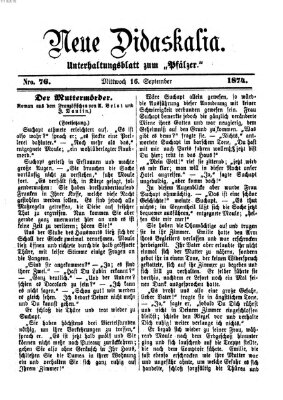 Neue Didaskalia (Pfälzer) Mittwoch 16. September 1874