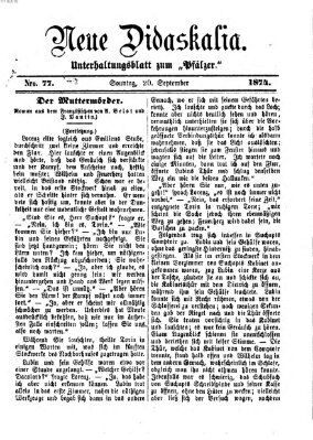 Neue Didaskalia (Pfälzer) Sonntag 20. September 1874