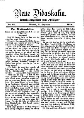 Neue Didaskalia (Pfälzer) Mittwoch 30. September 1874